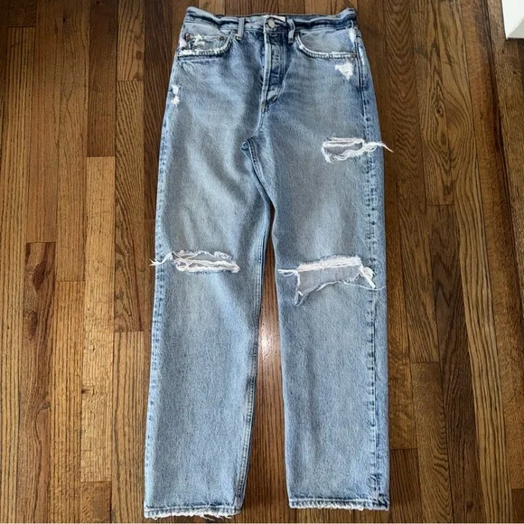 Agolde Women’s 90’s Jean Loose Fit Ripped Denim Size 26 - Picture 2 of 16